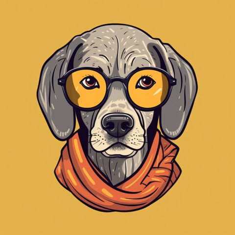 Hipster Dog Art Cute Anthropomorphic Canines