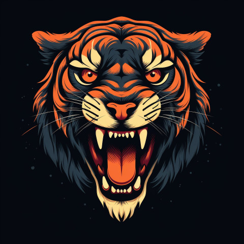 Angry Tiger Vector Art