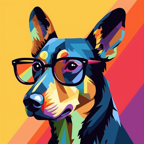 Colorful Dog in Glasses