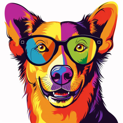 Dog with Rainbow Glasses