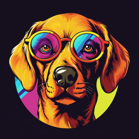 Stylish Dog with Colorful Glasses