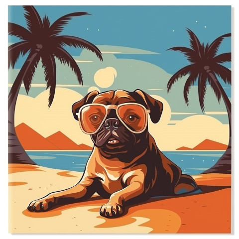 Pug with Shades Enjoying the Sunny Day