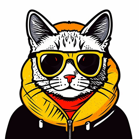 Hipster Pop Art Cat Illustration