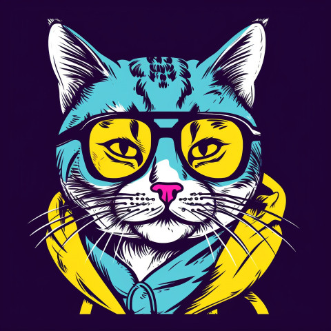 Cute Hand Drawn Pop Art Cat