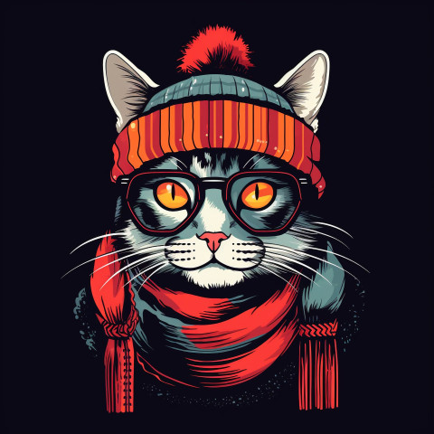 Cute Cat in Winter Gear