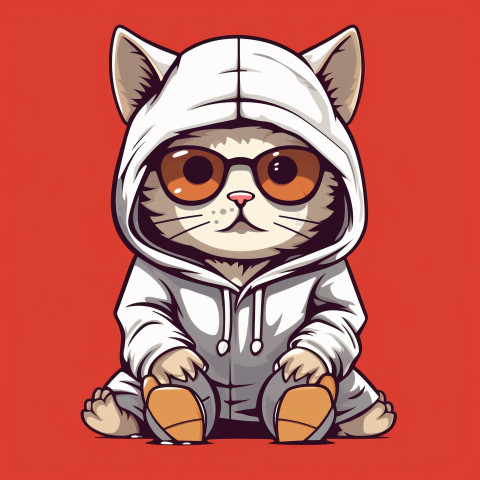 Cat in Glasses and Hoodie