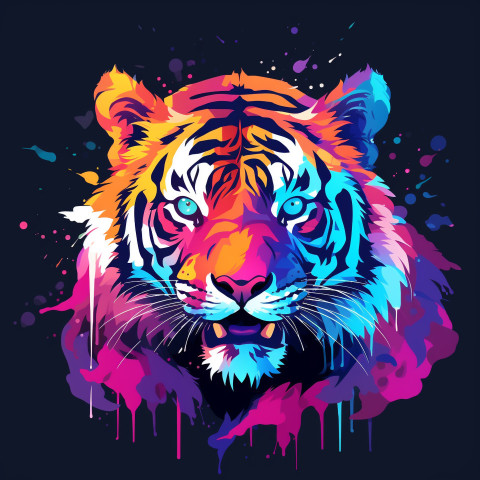 Tiger Art Print with Splashes