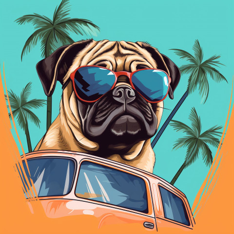 Pug in Colorful Shades