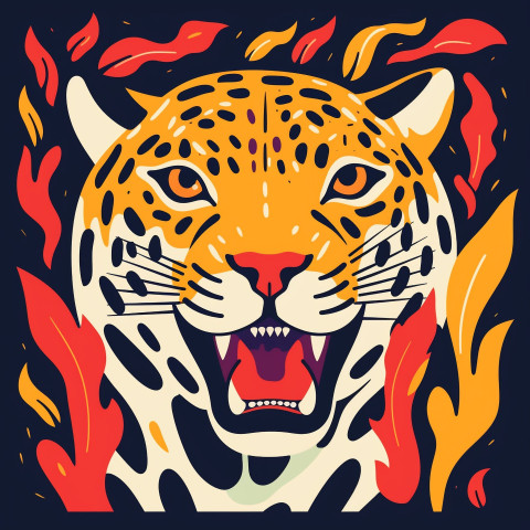 Leopard in the flames