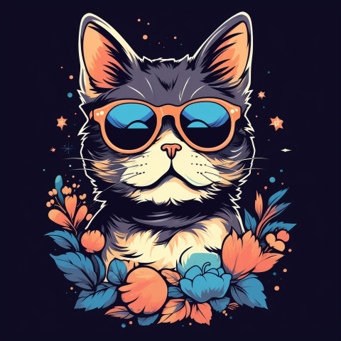 Cool Cat with Tattoo T-Shirt