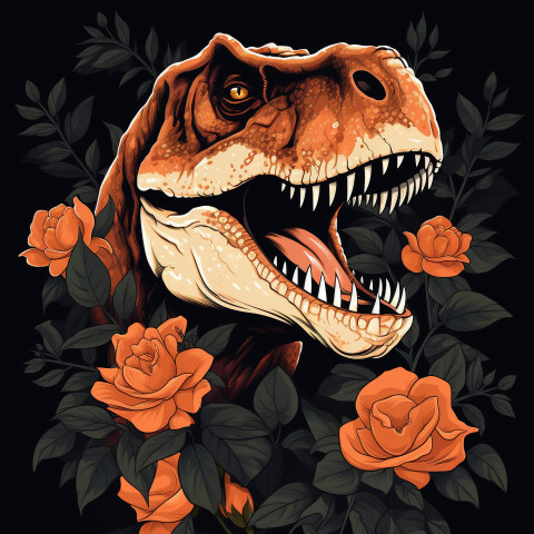 Floral T-Rex Artwork