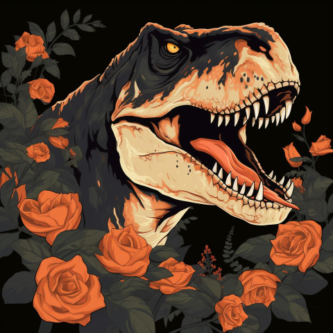 Black and Orange T-Rex Art