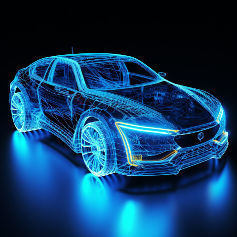 3D Blue Wire Mesh Car