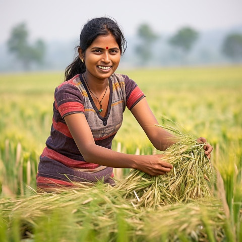 Friendly smiling indian woman farm agronomist at work on blured background