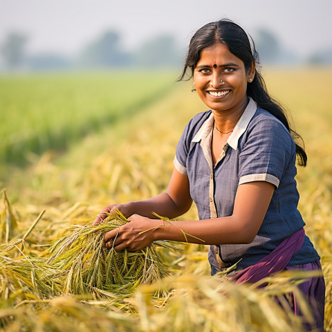 Friendly smiling indian woman farm agronomist at work on blured background