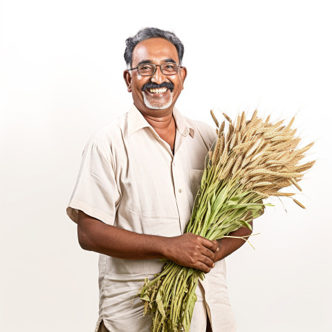 Friendly smiling indian man farm agronomist at work on white background