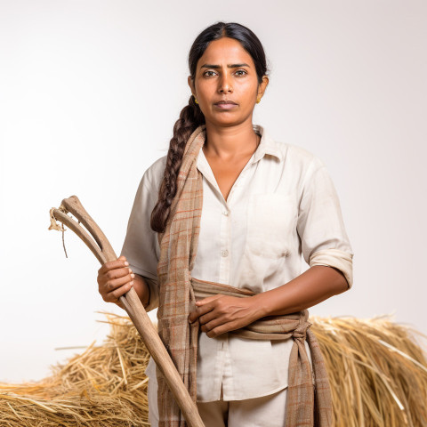 Confident indian woman farm manager at work on blured background