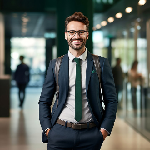 Smiling banker recruiter helping clients