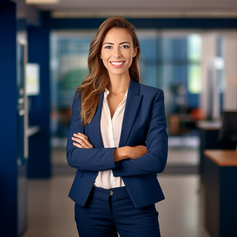 Female finance manager smiling at work