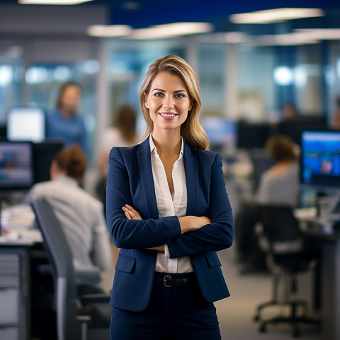 Smiling woman fund manager at work