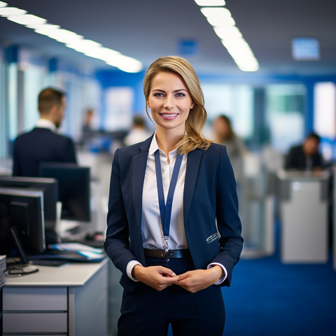 Smiling woman fund manager at work