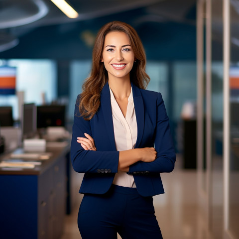 Female finance manager smiling at work