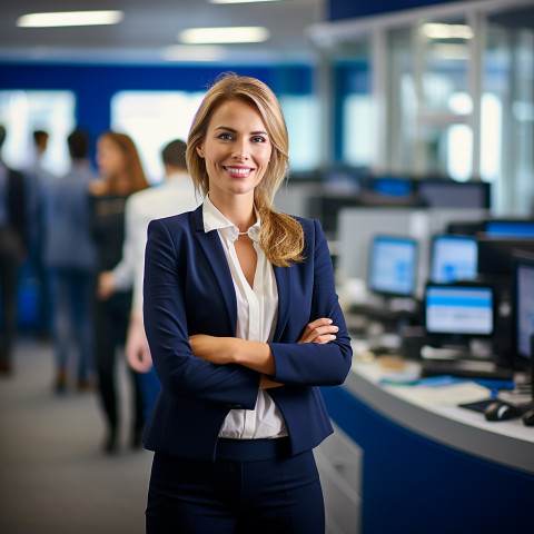 Smiling woman fund manager at work