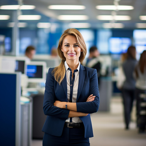 Smiling woman fund manager at work