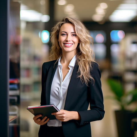 Friendly smiling woman investment banker working in banking and finance