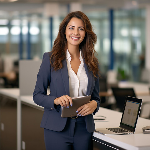 Smiling female financial advisor at work