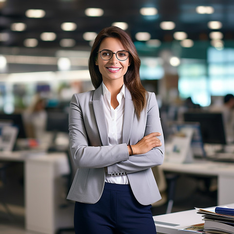 Friendly smiling beautiful woman banking and finance marketing manager at work on blured background Friendly smiling beautiful woman banking and finance marketing manager at work on blured background