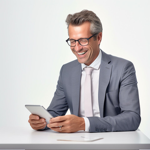 Friendly smiling handsome man banking and finance fund manager at work on blured background