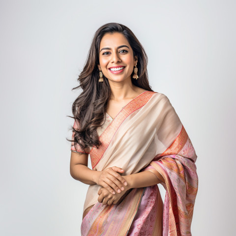 Friendly smiling beautiful indian woman banking and finance wealth advisor at work on blured background