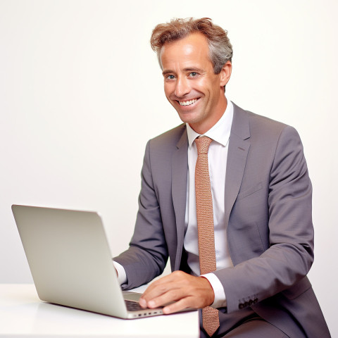 Stock photography of friendly smiling handsome man banking and finance chief investment officer at work