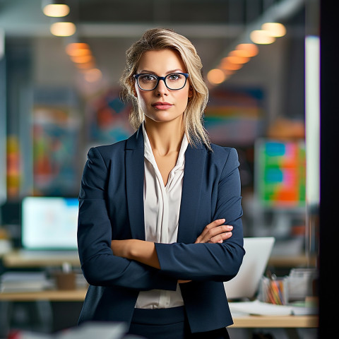 Confident beautiful woman banking and finance financial planner at work on blured background