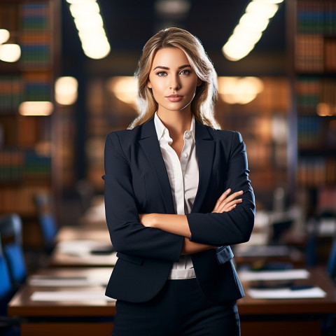 Confident beautiful woman banking and finance portfolio manager at work on blured background