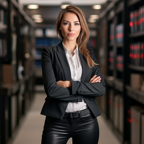 Confident beautiful woman banking and finance recruiter at work on blured background