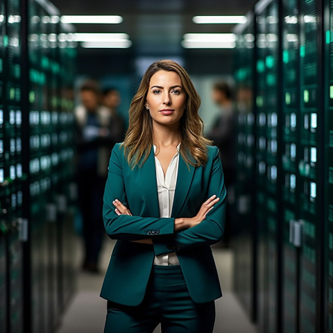 Confident beautiful woman banking and finance fund manager at work on blured background