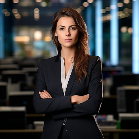 Confident beautiful woman banking and finance fund manager at work on blured background