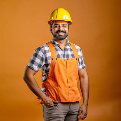 Indian construction engineer working blurred background