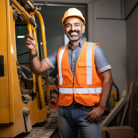 Indian construction engineer working blurred background