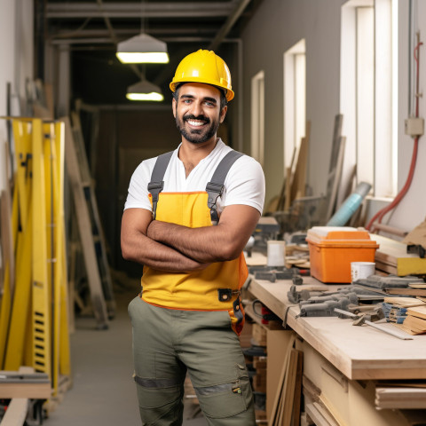 Indian construction engineer working blurred background