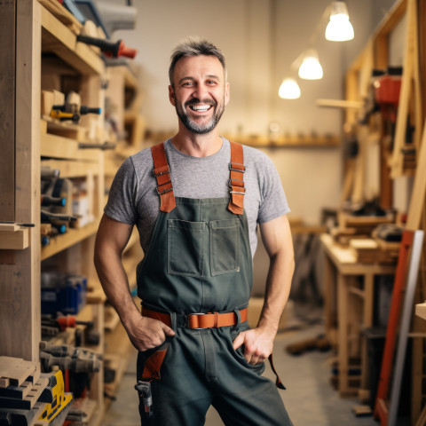 Smiling turner working on a blurred background