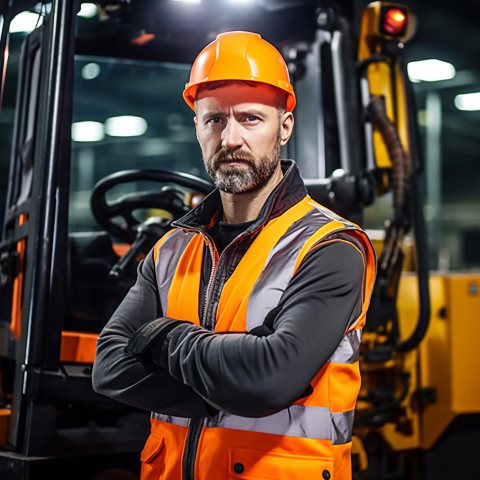 Machine operator works confidently while the background is blurred