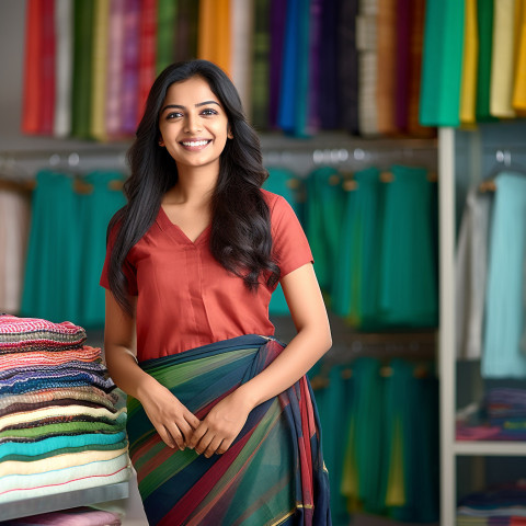 Friendly smiling beautiful indian woman beauty and personal care client service at work on blured background