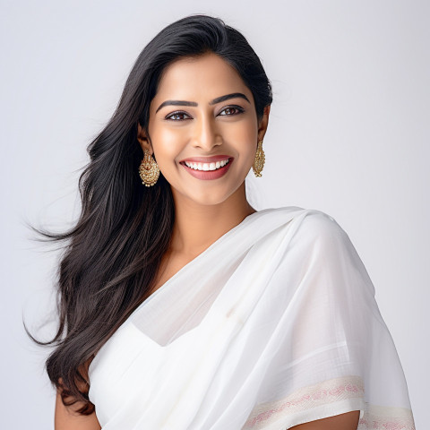 Indian woman beauty educator smiling friendly at work on white background