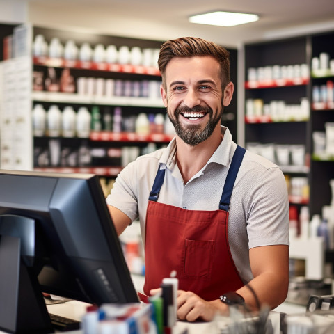 Friendly handsome man providing grooming and personal care customer service