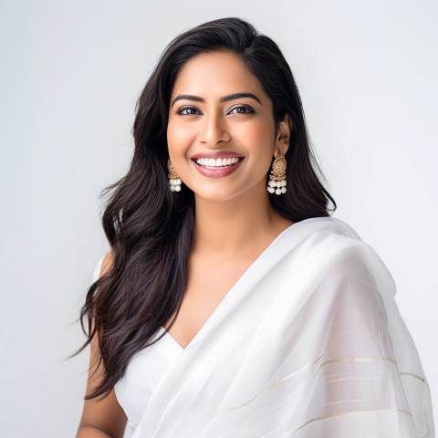 Indian woman beauty educator smiling friendly at work on white background