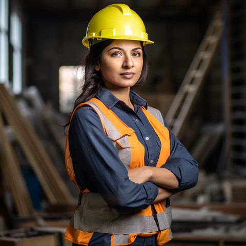 Indian woman construction worker at work