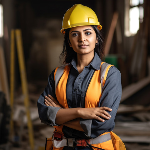 Indian woman construction worker at work